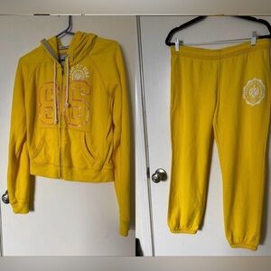 Y2K Vintage Rare PINK Victoria's Secret Bright Yellow Hoodie and Pants Sets M/L